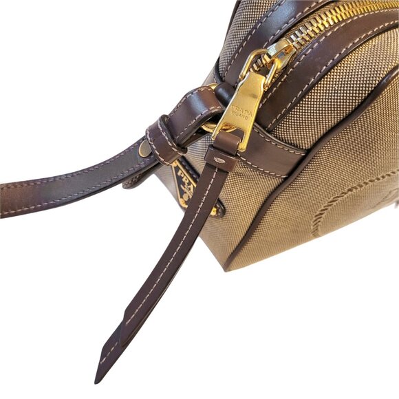 PRADA Logo Jacquard Canvas Crossbody Camera Bag - Picture 7 of 16